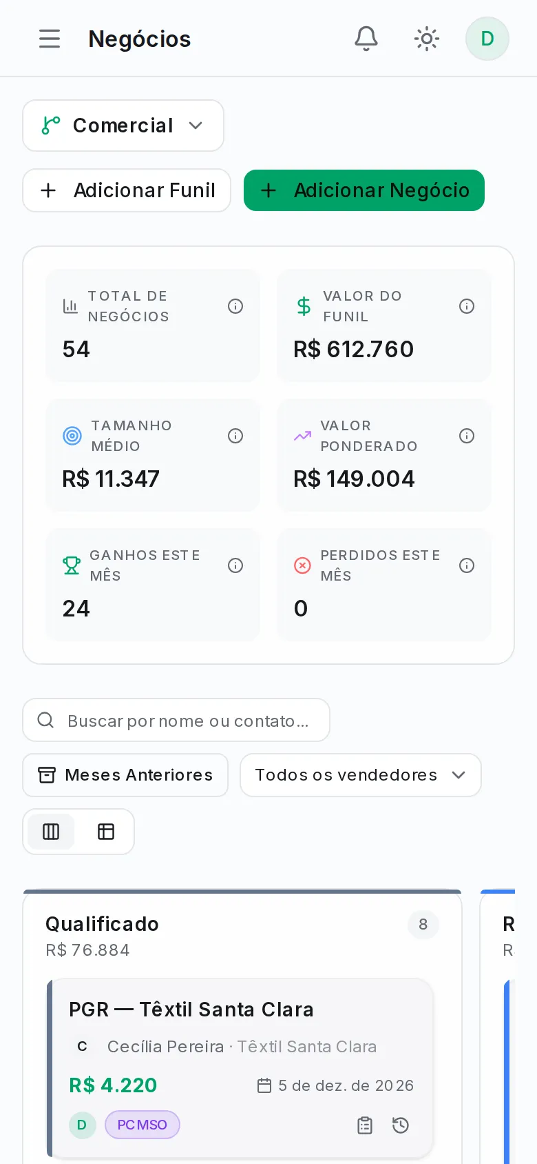 Pipelines e atividades no celular